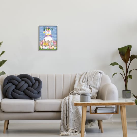 Stupell Industries Happy Easter Garden Gnome Eggs Framed Giclee Art